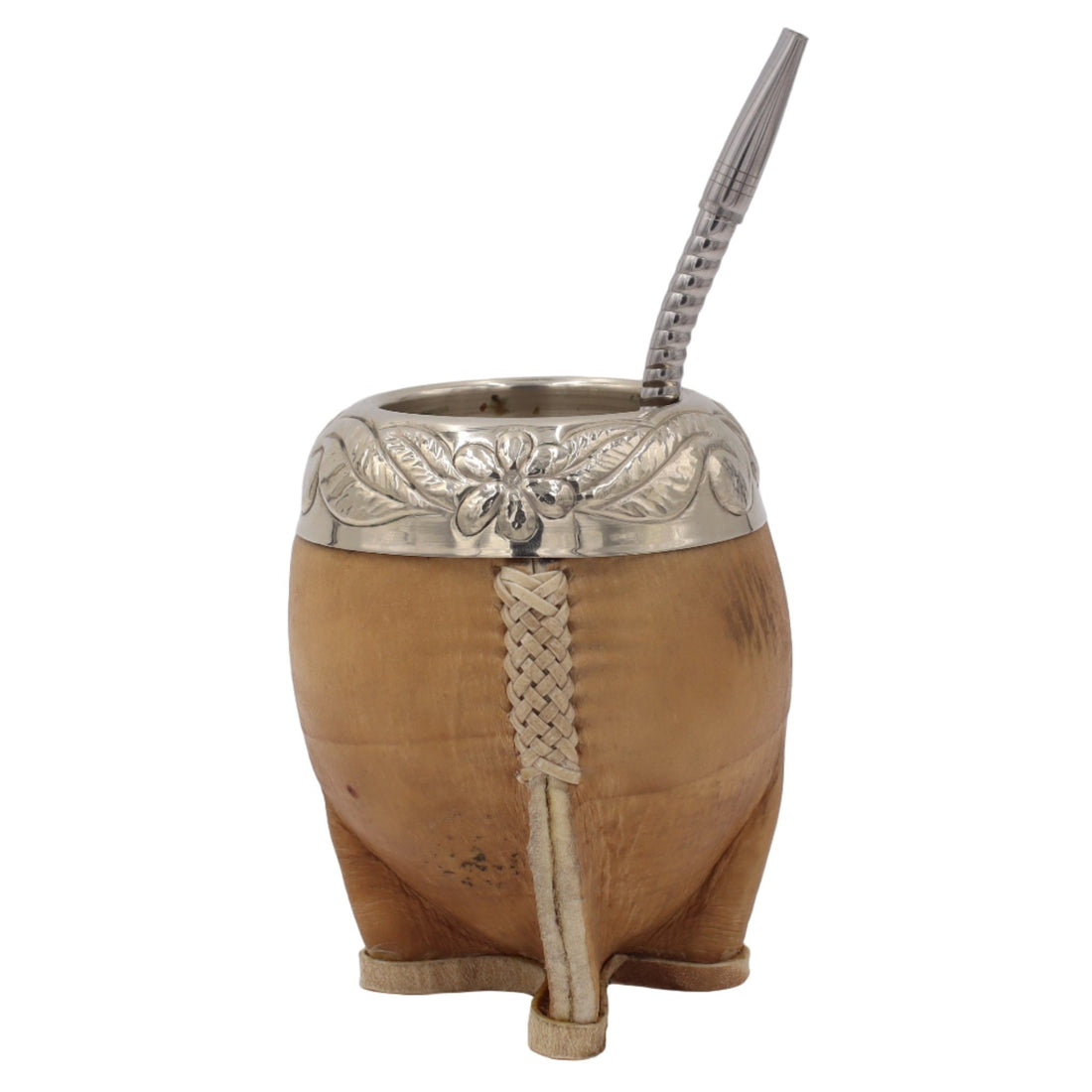 Calebasse à Maté Torpedo "El Gauchito" — Cuir Brut & Virole Ciselée Main - El Gaucho