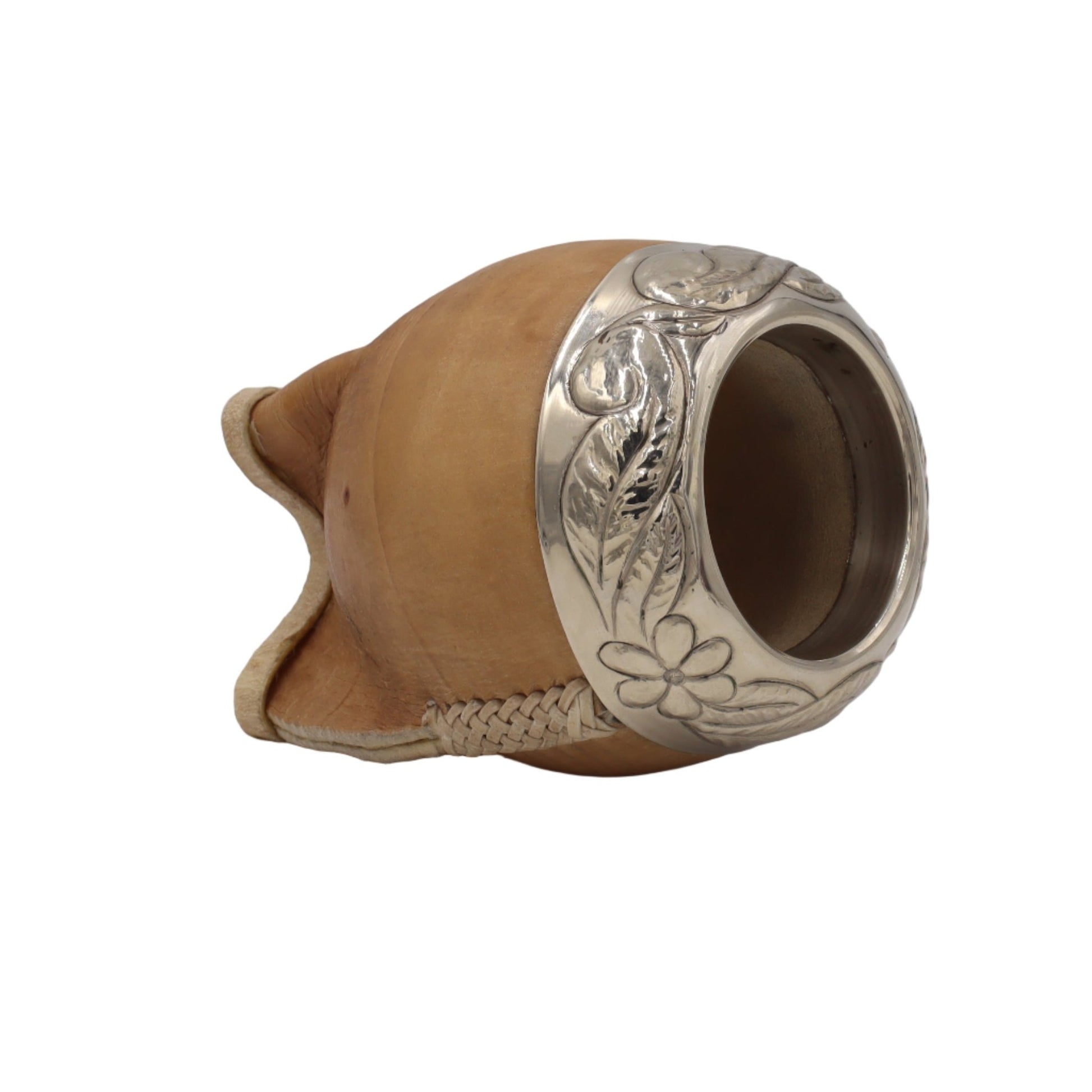 Calebasse à Maté Torpedo "El Gauchito" — Cuir Brut & Virole Ciselée Main - El Gaucho