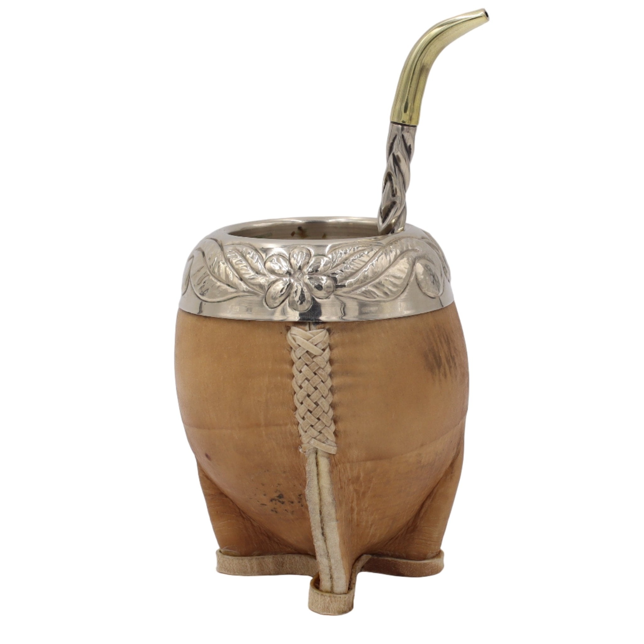 Calebasse à Maté Torpedo "El Gauchito" — Cuir Brut & Virole Ciselée Main - El Gaucho