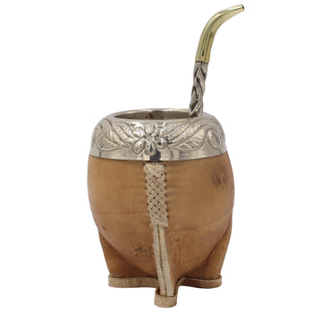 Calebasse à Maté Torpedo "El Gauchito" — Cuir Brut & Virole Ciselée Main - El Gaucho