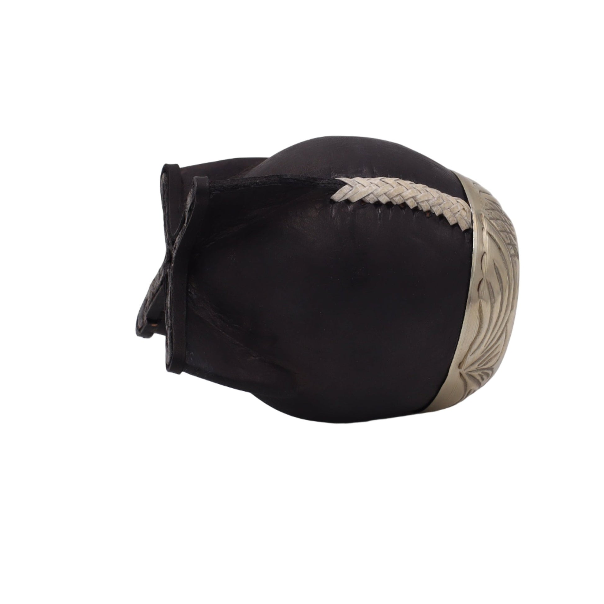 Calebasse à Maté Torpedo "Le Cavalier Noir" — Cuir Vachette & Virole Ciselée - El Gaucho