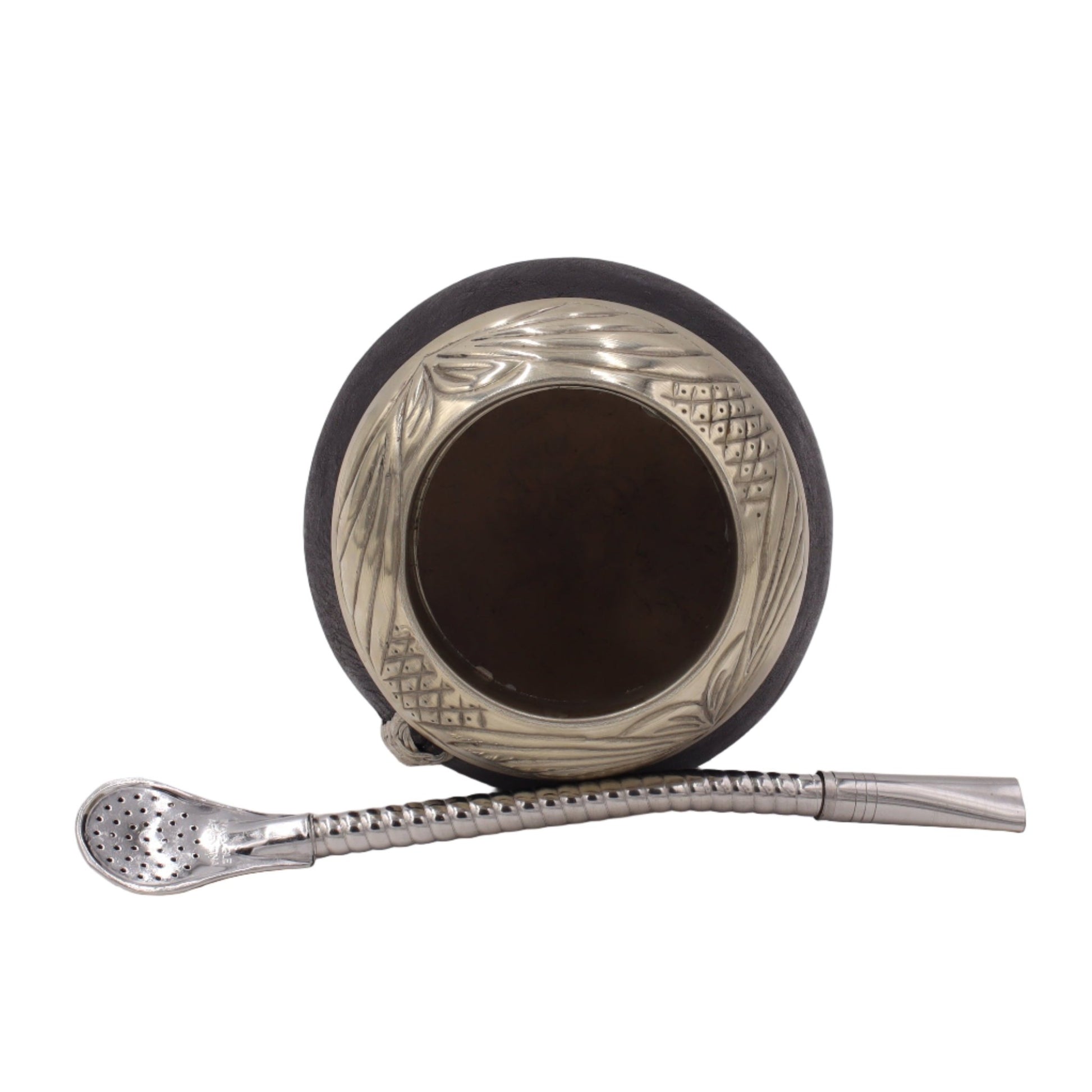 Calebasse à Maté Torpedo "Le Cavalier Noir" — Cuir Vachette & Virole Ciselée - El Gaucho