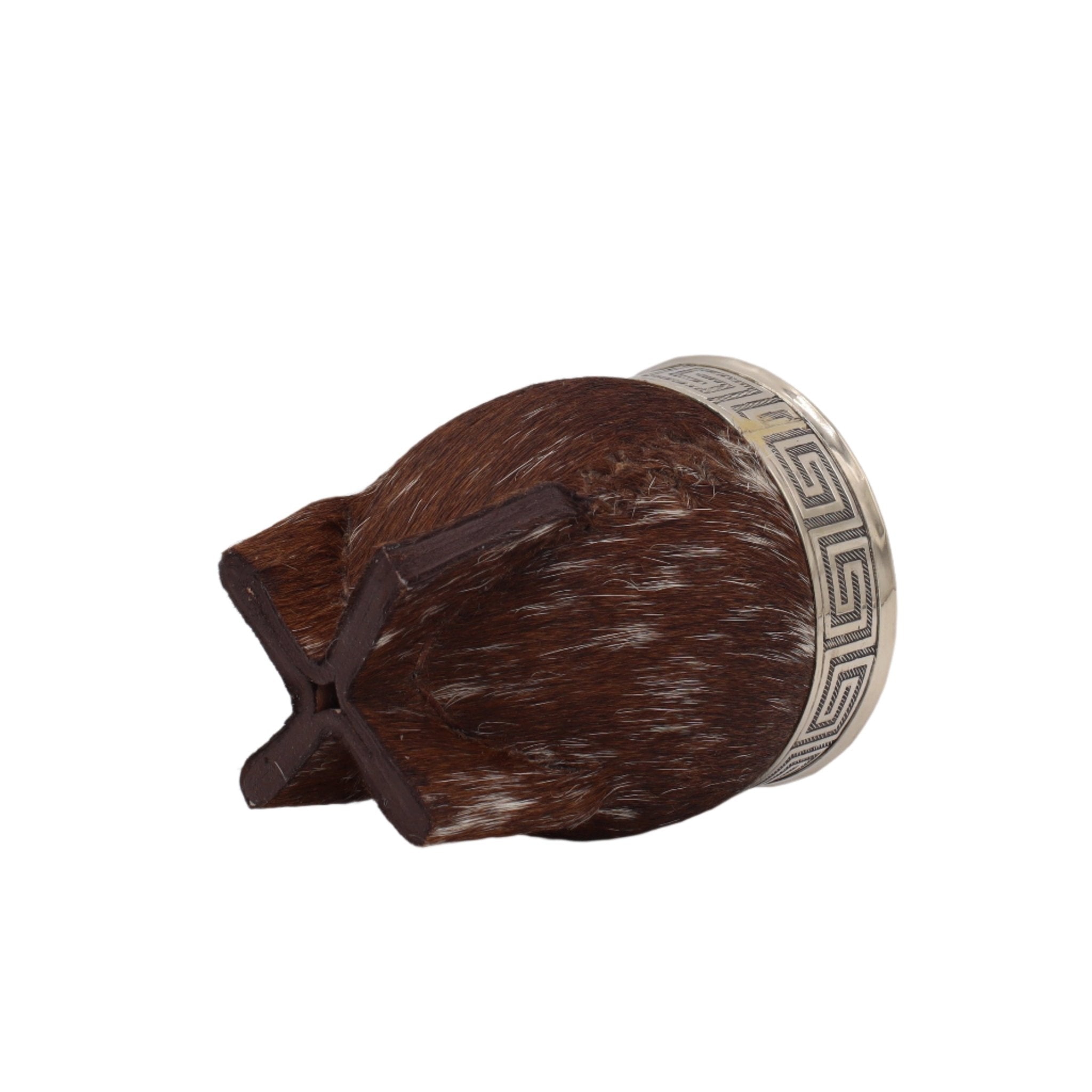 Calebasse Double Cuir avec Poil Naturel - Alpaca Ciselé - El Gaucho une vraie tradition