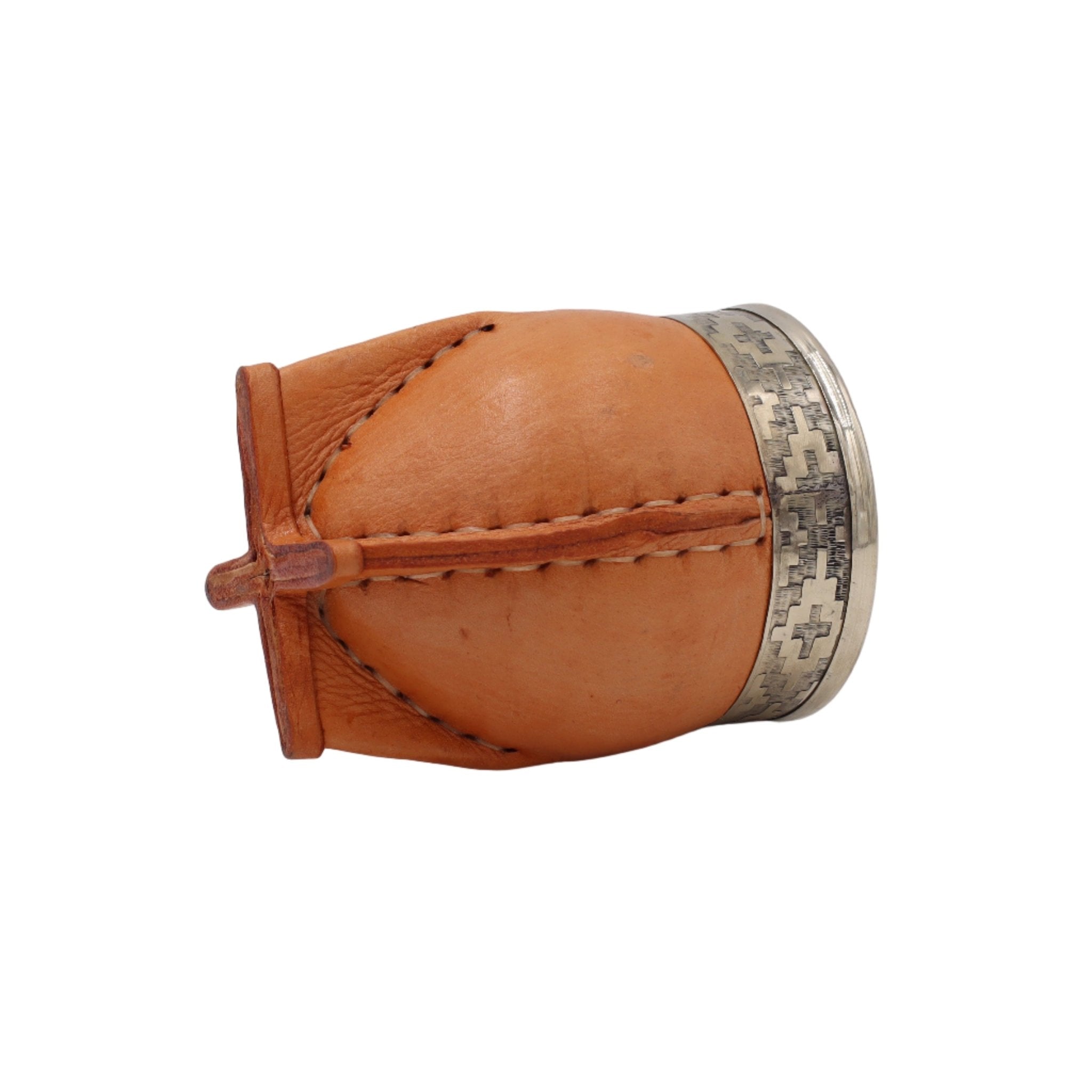 Calebasse Impériale "Classique" — Cuir Camel & Virole Ciselée - El Gaucho