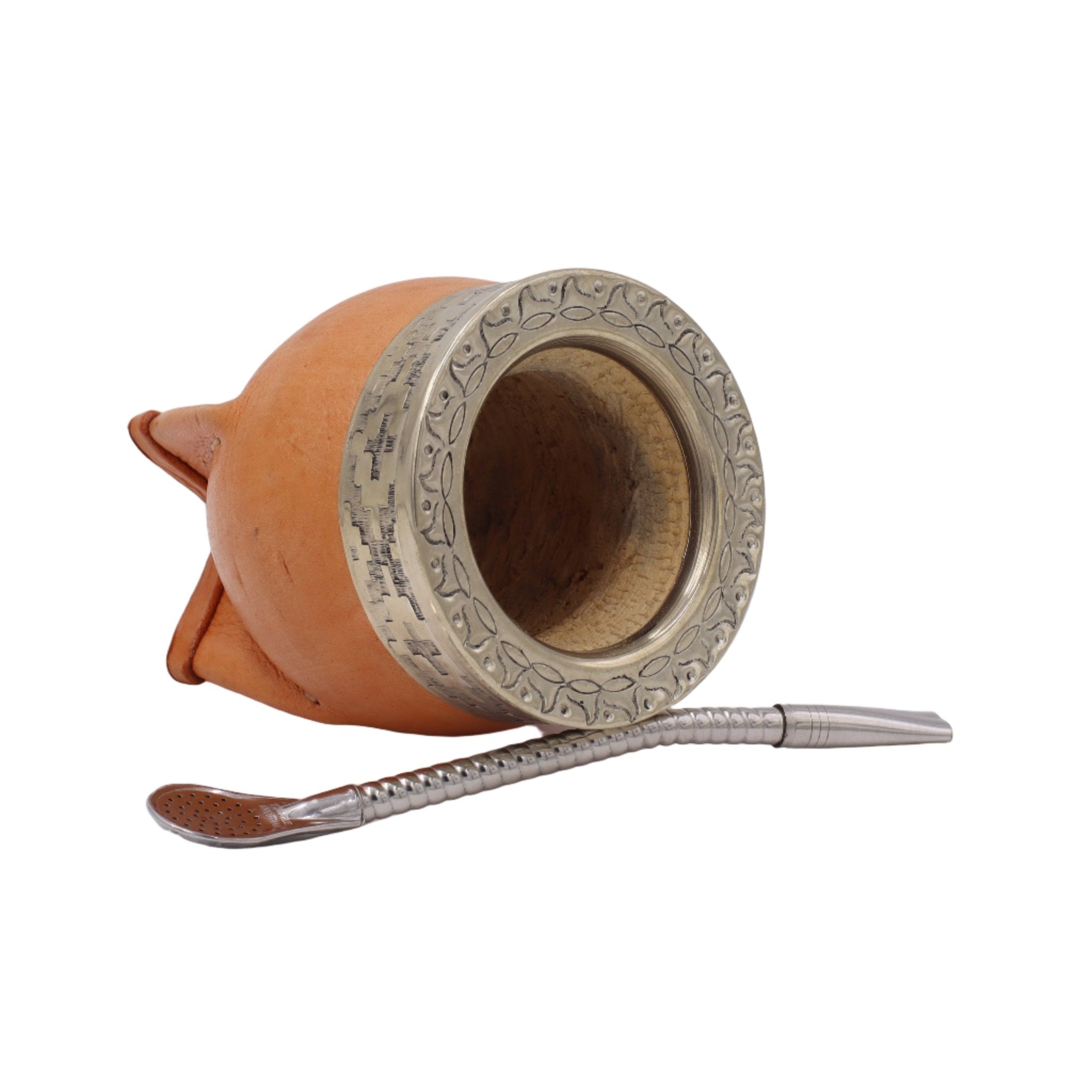 Calebasse Impériale "Classique" — Cuir Camel & Virole Ciselée - El Gaucho