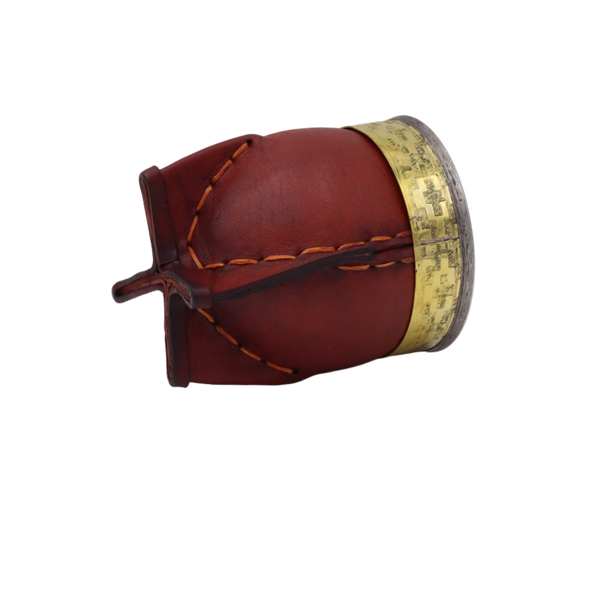 Calebasse Impériale "Duo" — Cuir Bordeaux, Virole Lisse & Bronze - El Gaucho