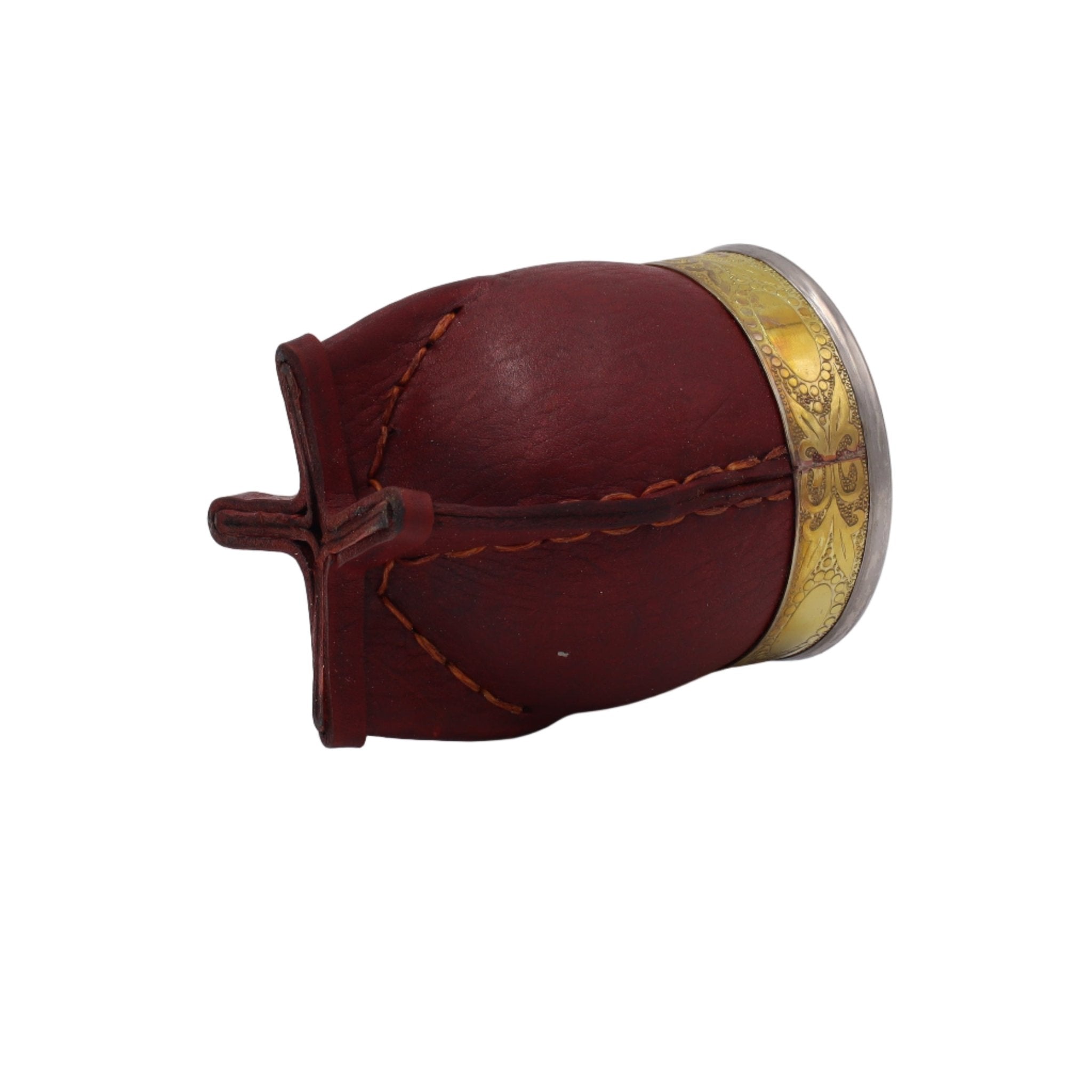 Calebasse Impériale "Duo" — Cuir Bordeaux, Virole Lisse & Bronze - El Gaucho