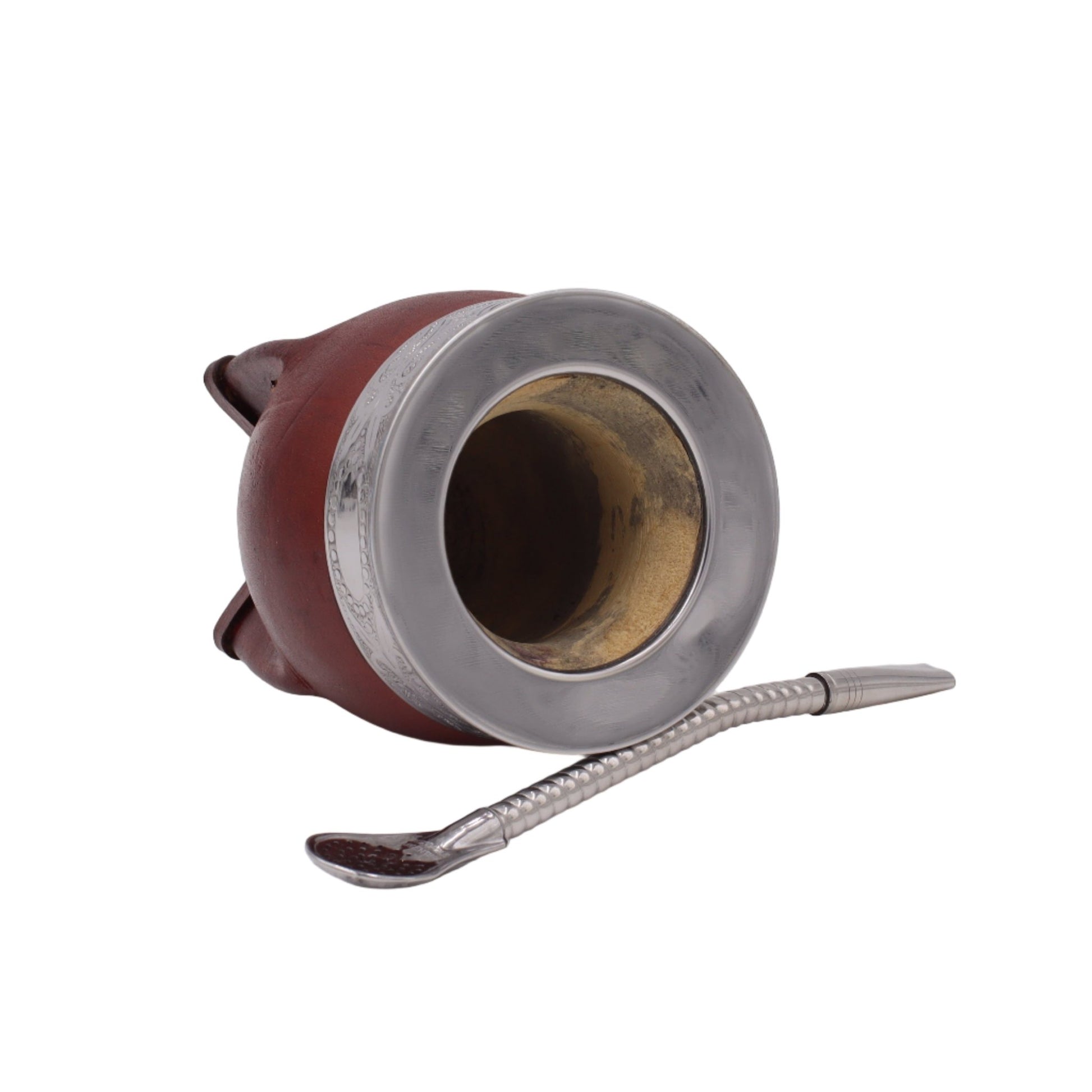 Calebasse Impériale "Lisse" — Cuir Bordeaux & Alpaga Poli - El Gaucho