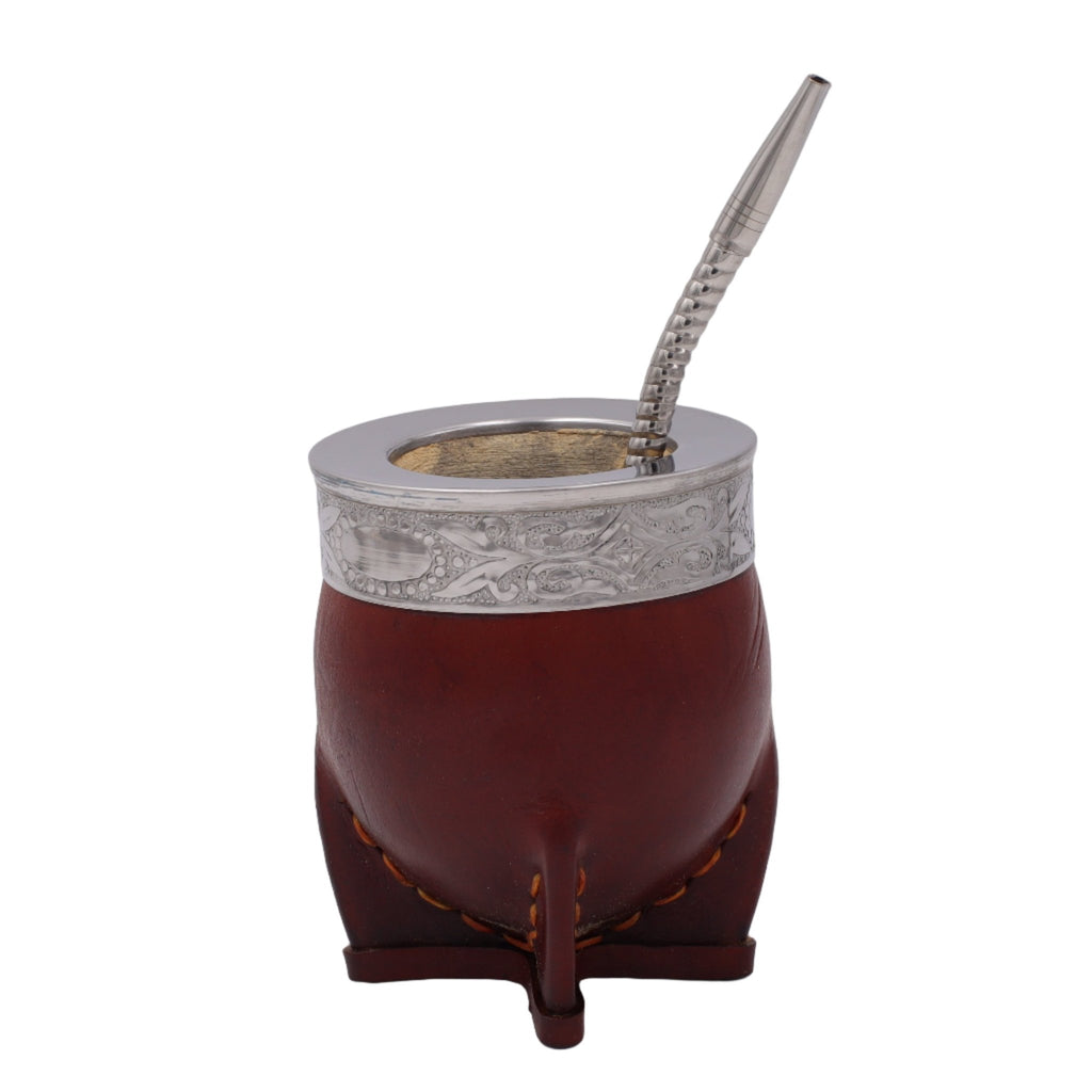 Calebasse Impériale "Lisse" — Cuir Bordeaux & Alpaga Poli - El Gaucho