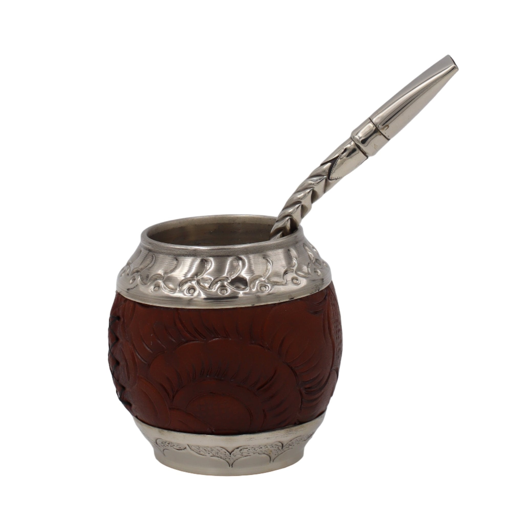 Calebasse Torpedo Maître Collection - Cuir Gravé & Alpaca Artisanal - El Gaucho