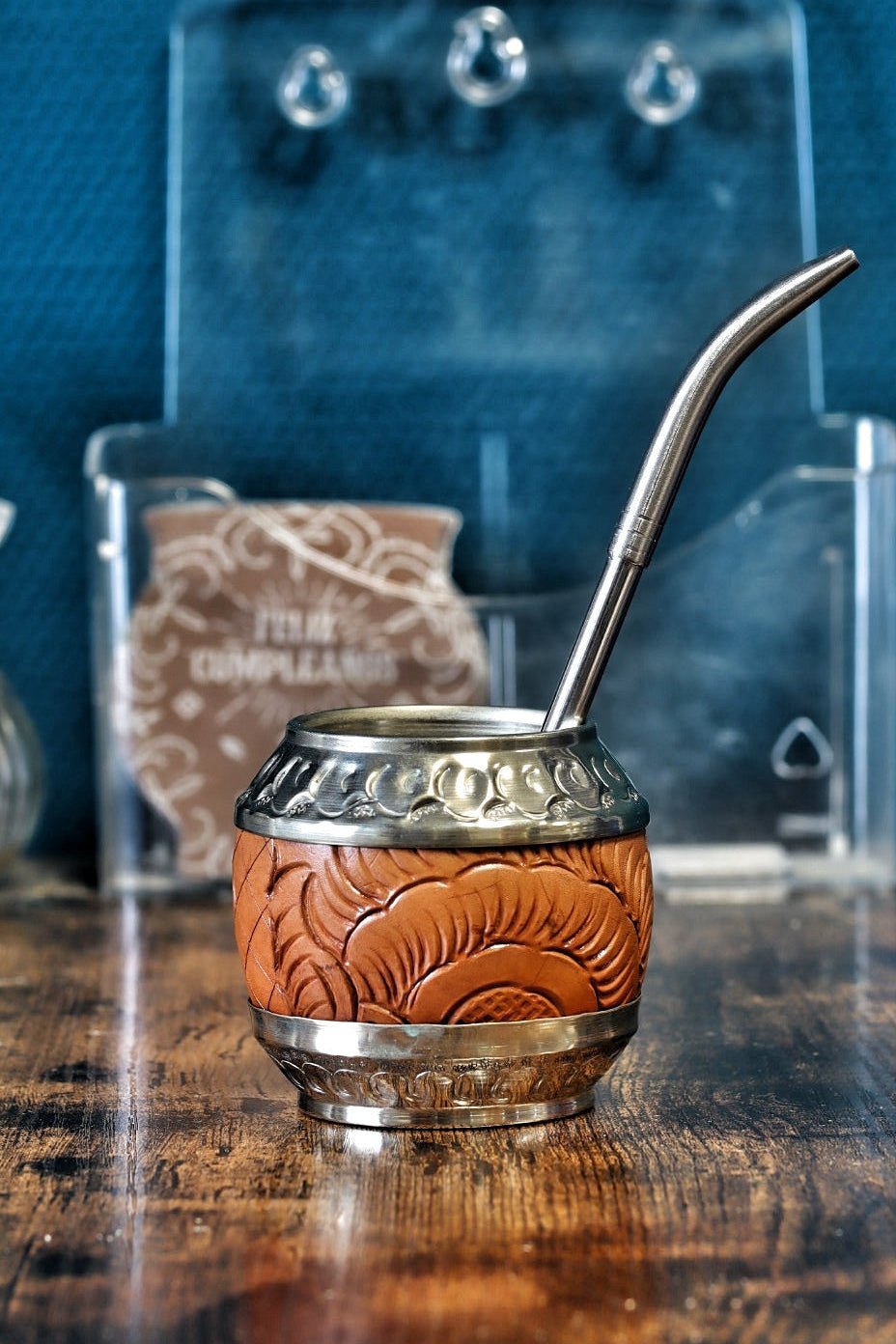 Calebasse Torpedo Maître Collection - Cuir Gravé & Alpaca Artisanal - El Gaucho