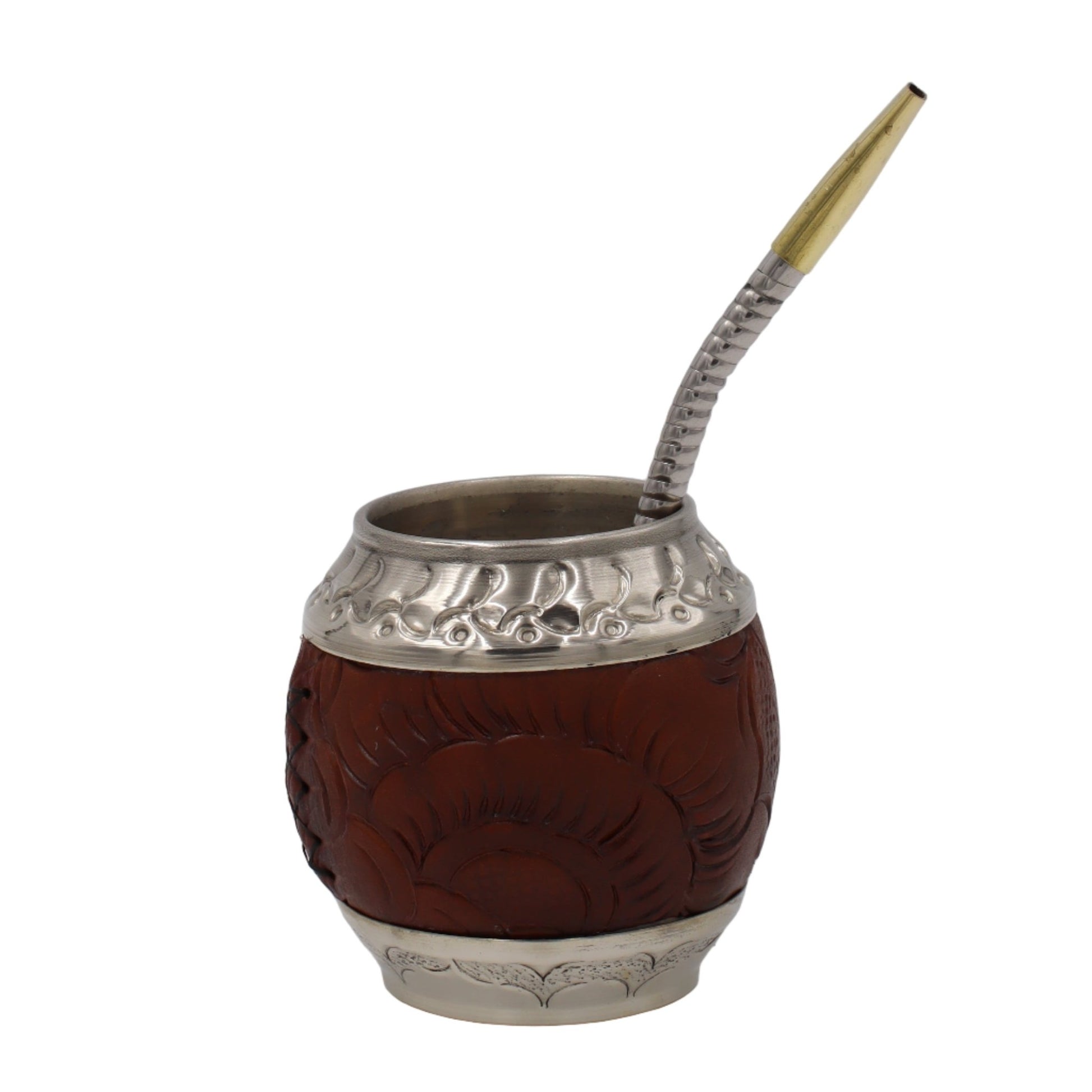 Calebasse Torpedo Maître Collection - Cuir Gravé & Alpaca Artisanal - El Gaucho