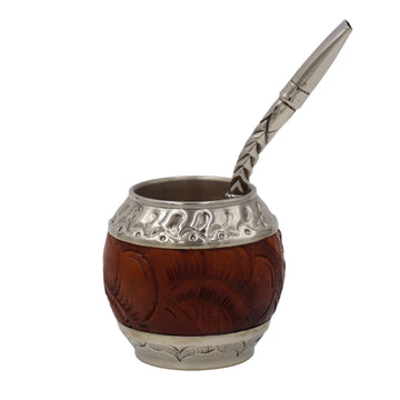 Calebasse Torpedo Maître - Cuir Gravé & Alpaca - Édition Limitée - El Gaucho