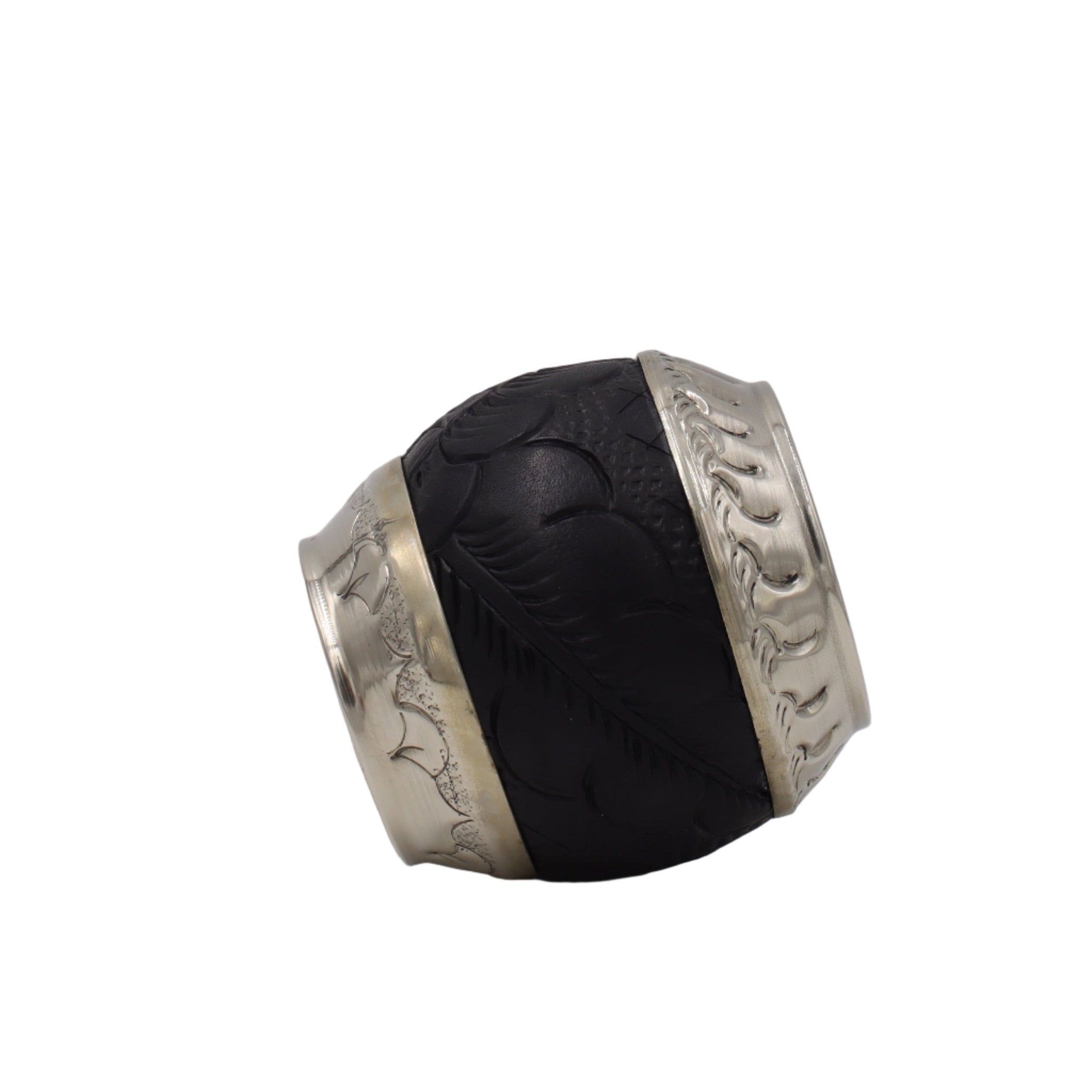 Calebasse Torpedo Maître Noir - Cuir Gravé & Double Alpaca Ciselé - El Gaucho