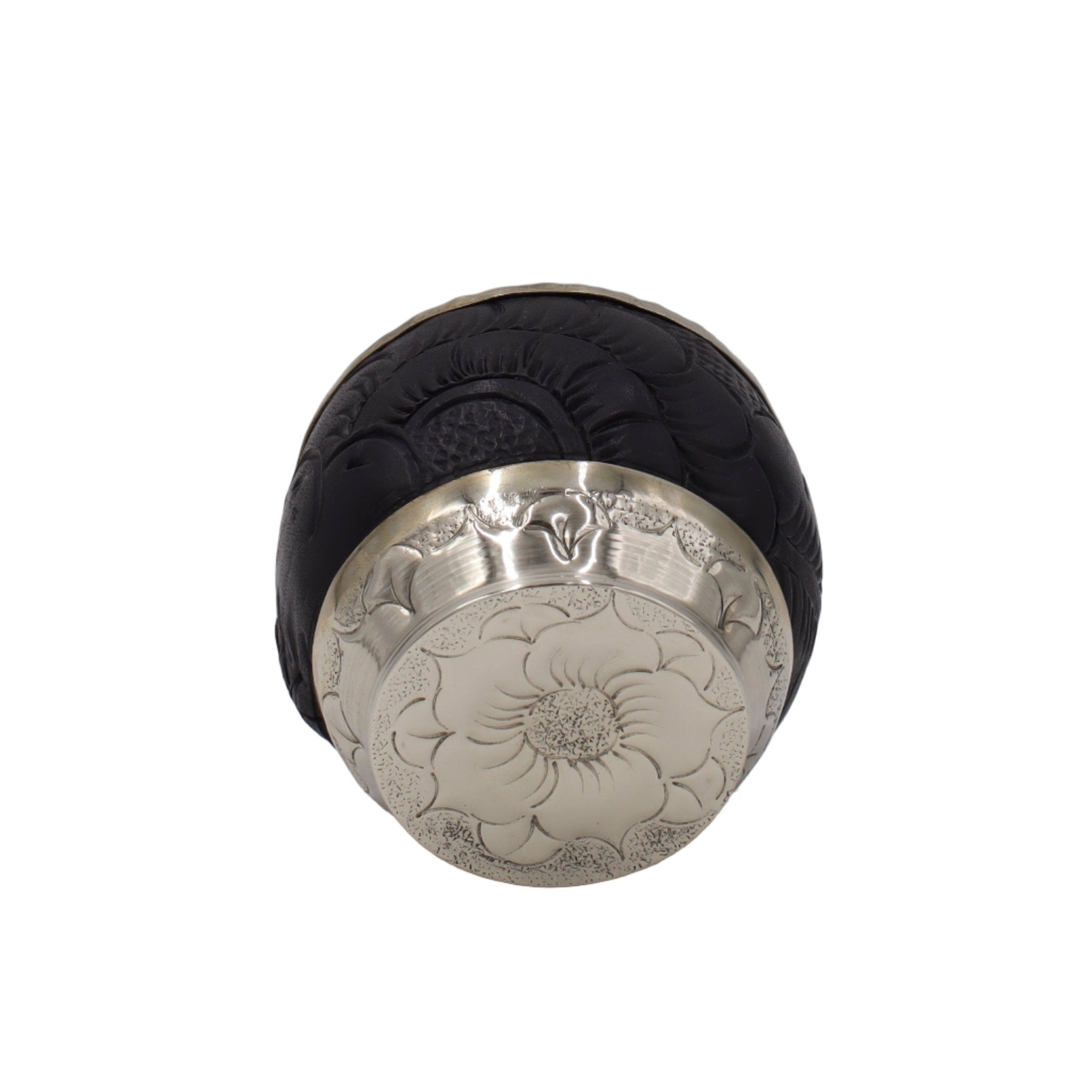 Calebasse Torpedo Maître Noir - Cuir Gravé & Double Alpaca Ciselé - El Gaucho