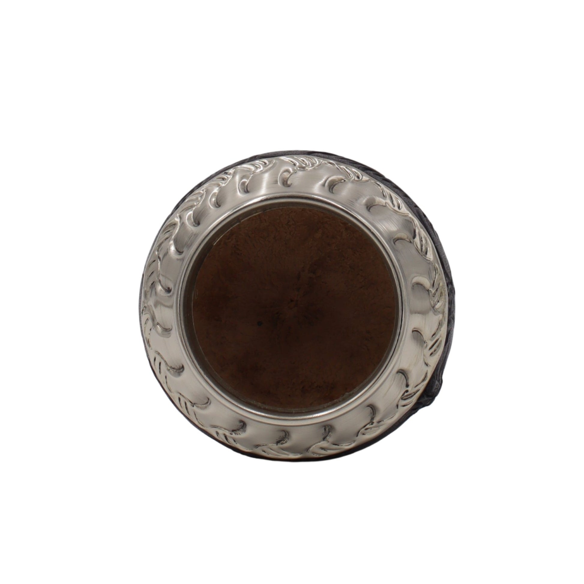 Calebasse Torpedo Maître Noir - Cuir Gravé & Double Alpaca Ciselé - El Gaucho