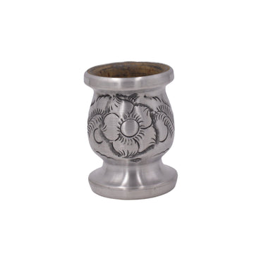 Mate en aluminium ciselé main motif floral, 220 ml