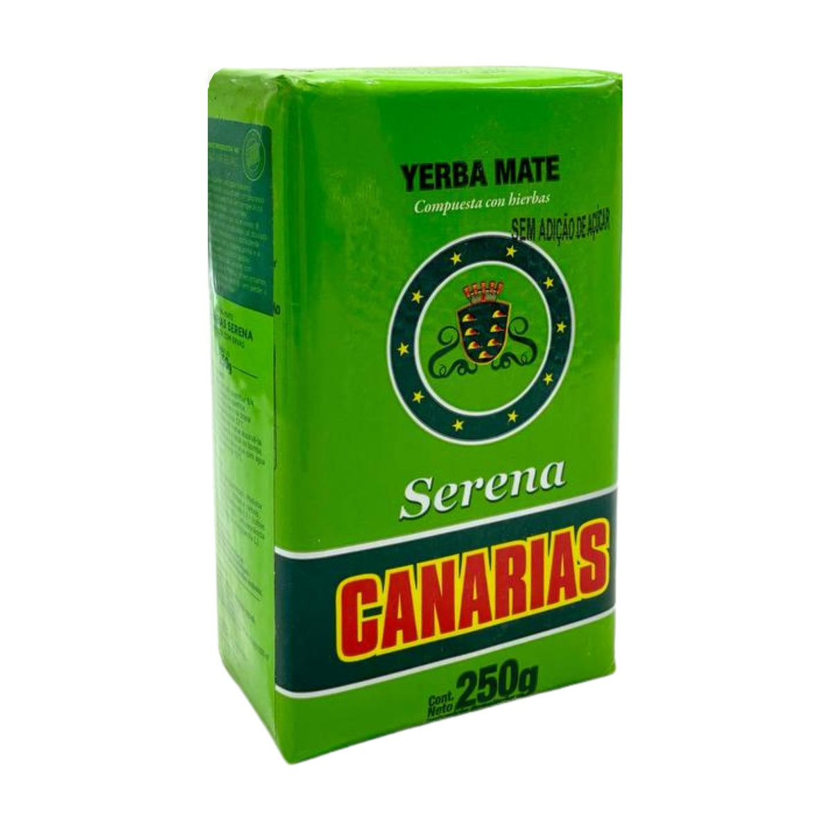 Yerba maté Canarias Serena 250 g, composée aux herbes, paquet vert, sans sucre ajouté