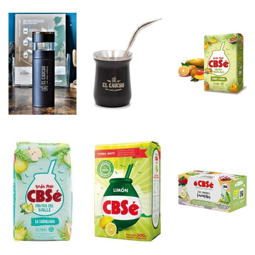 Pack Chaud & Froid : bouteille infuseur, maté acier inox noir, 3 yerbas CBSé et maté cocido
