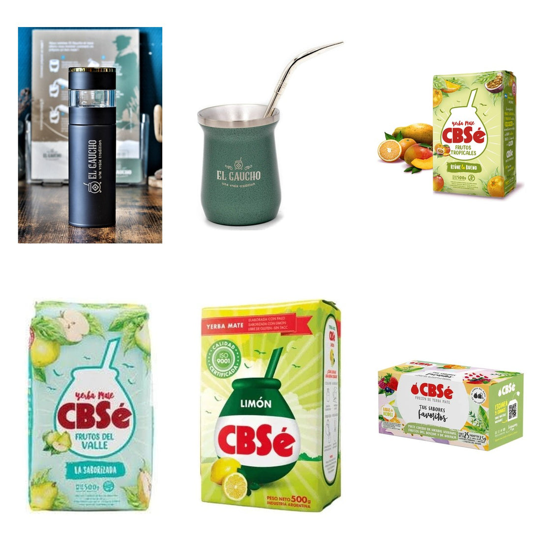Pack Chaud & Froid : bouteille infuseur, maté acier inox noir, 3 yerbas CBSé et maté cocido