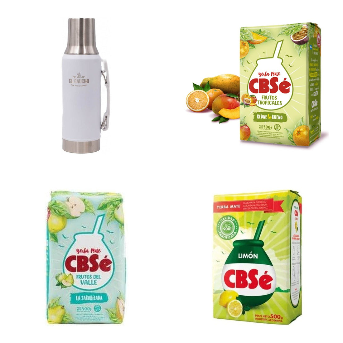 Pack Thermo Blanc : thermo Gaucho 1,2 L et 3 yerbas CBSé aromatisées