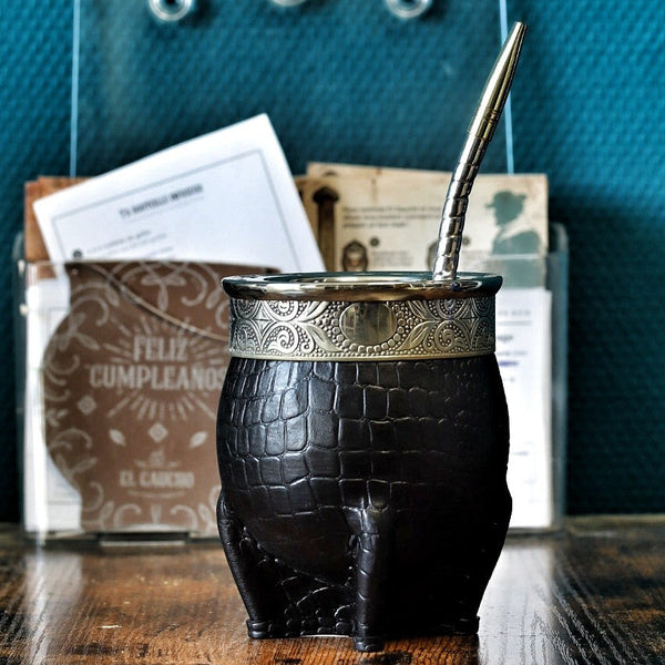 Maté Impérial Croco Noir — Courge & Cinta Abstraite