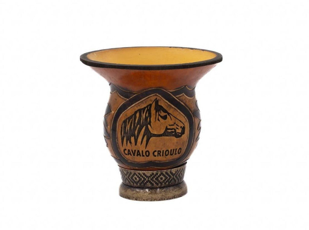Cuia avec base en métal dessin cheval - El Gaucho une vraie tradition