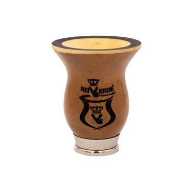 Cuia Chimarrão Rei Verde, logo gravé, base métallique, calebasse brésilienne 260–280 ml