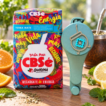 Duo CBSé Energía Guaraná 500 g et bec verseur Gaucho, yerba maté El Gaucho