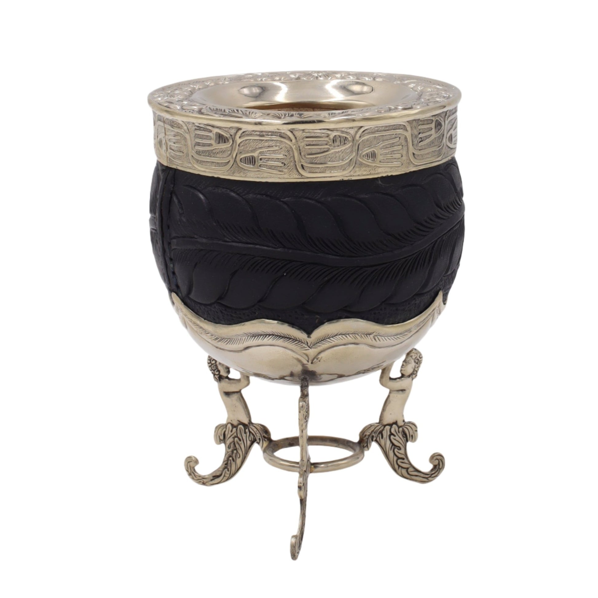 Face avant : cuir noir à reliefs, base sculptée.