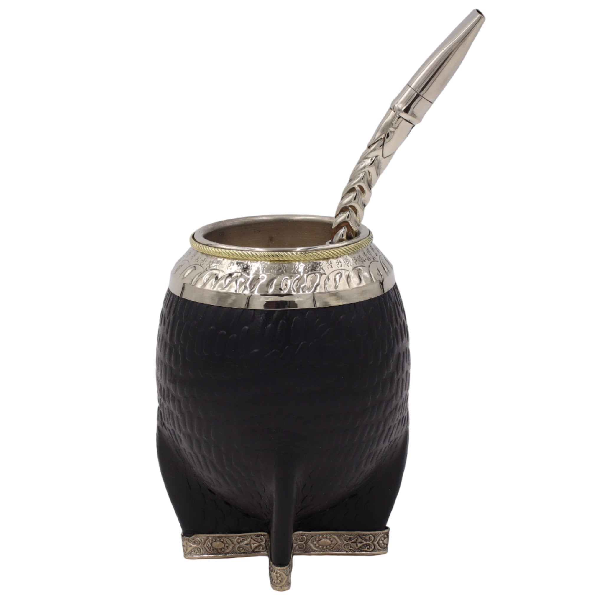 Le "Black Croco" Collection : Maté Torpédo avec Pieds en Alpaca - El Gaucho