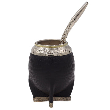 Le "Black Croco" Collection : Maté Torpédo avec Pieds en Alpaca - El Gaucho