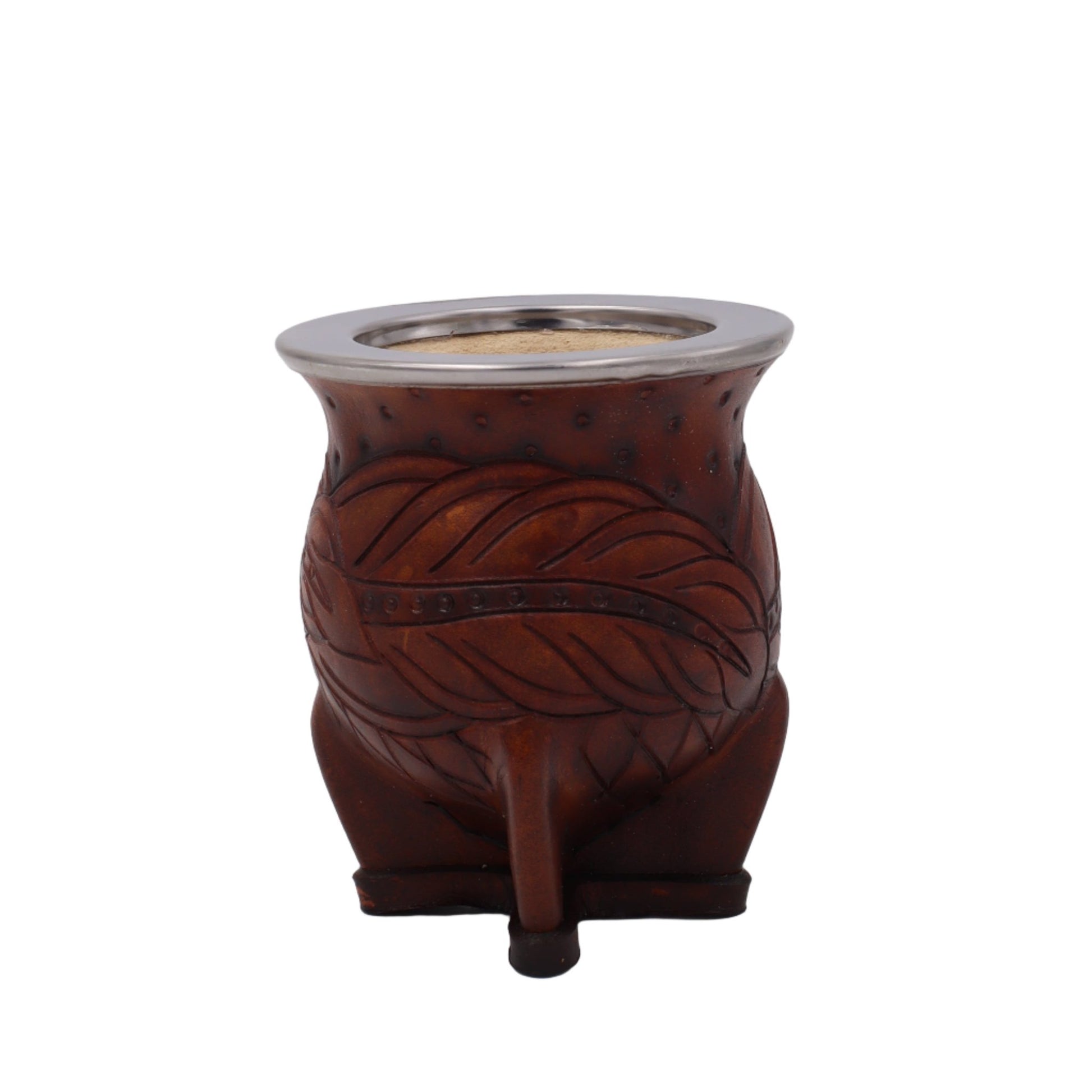 Maté Camionero Uruguayen – Cuir Repoussé, Virola Inox (270–280 ml) - El Gaucho