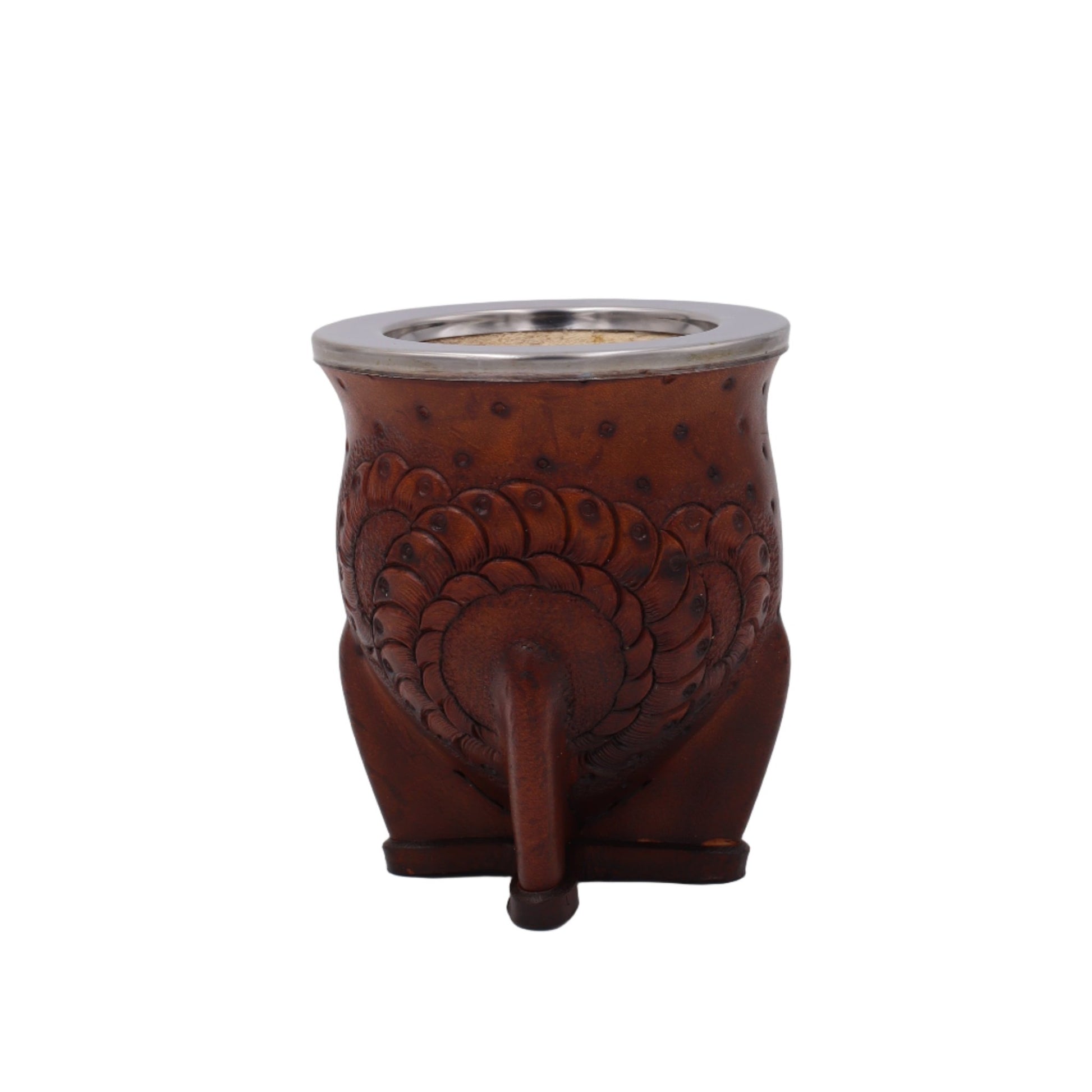 Maté Camionero Uruguayen – Cuir Repoussé, Virola Inox (270–280 ml) - El Gaucho