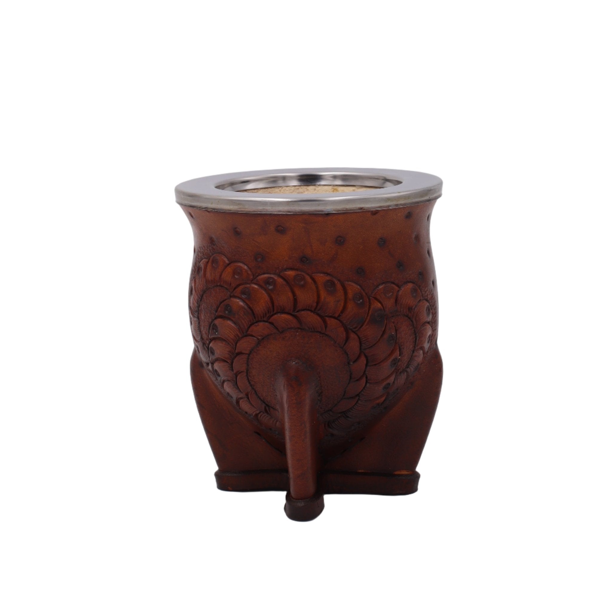 Maté Camionero Uruguayen – Cuir Repoussé, Virola Inox (270–280 ml) - El Gaucho