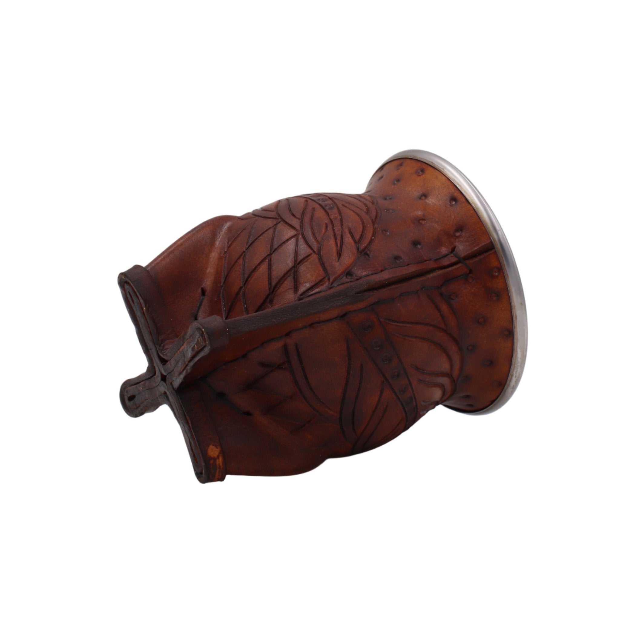 Maté Camionero Uruguayen – Cuir Repoussé, Virola Inox (270–280 ml) - El Gaucho