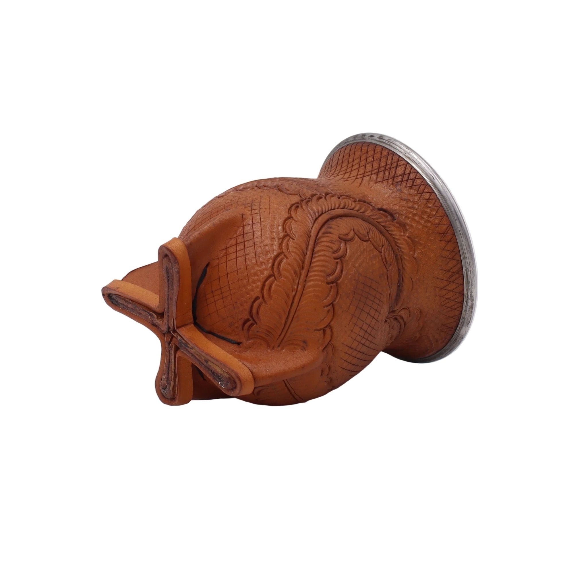 Maté Camionero Uruguayen – Cuir Repoussé, Virola Inox Marron - El Gaucho