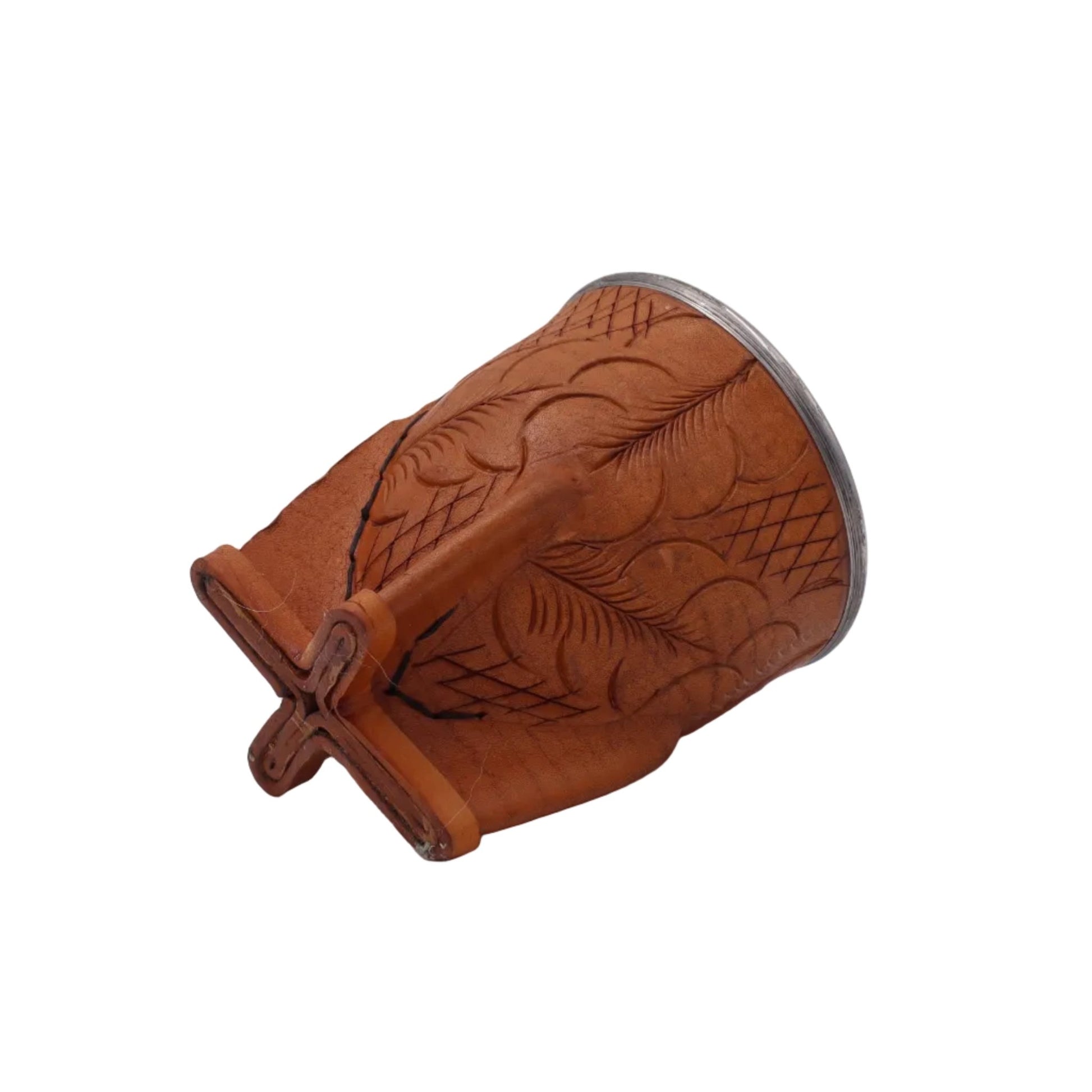 Maté Camionero Uruguayen – Cuir Repoussé, Virola Inox Marron - El Gaucho