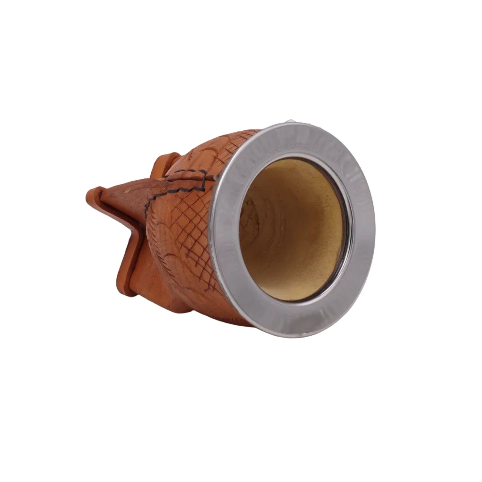 Maté Camionero Uruguayen – Cuir Repoussé, Virola Inox Marron - El Gaucho