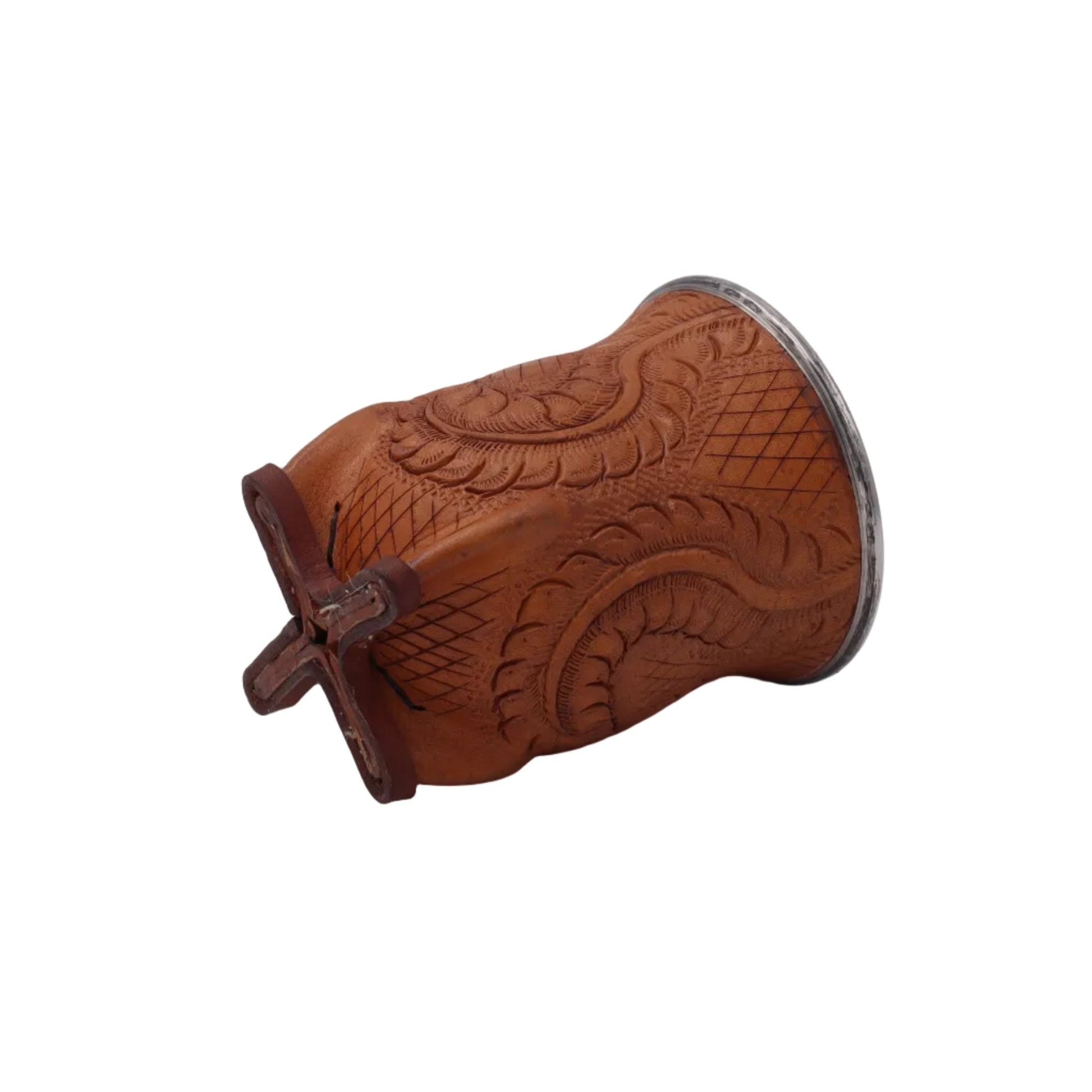 Maté Camionero Uruguayen – Cuir Repoussé, Virola Inox Marron - El Gaucho