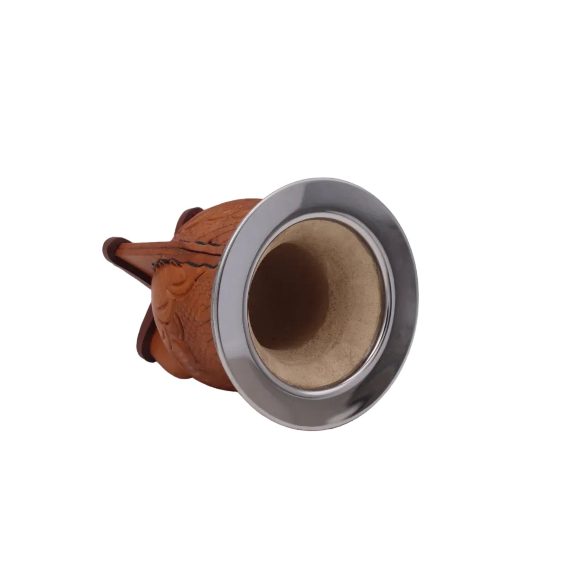 Maté Camionero Uruguayen – Cuir Repoussé, Virola Inox Marron - El Gaucho