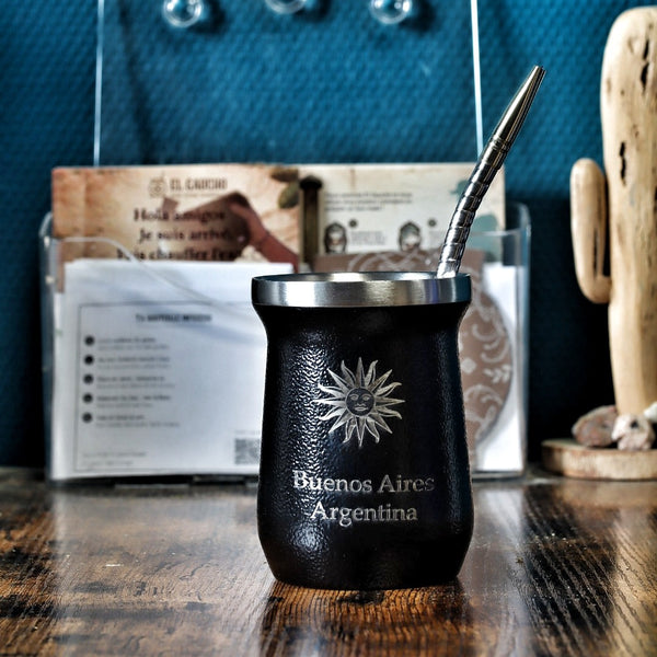 Mate Gaucho Inox — Édition Buenos Aires (gravé, 250 ml)
