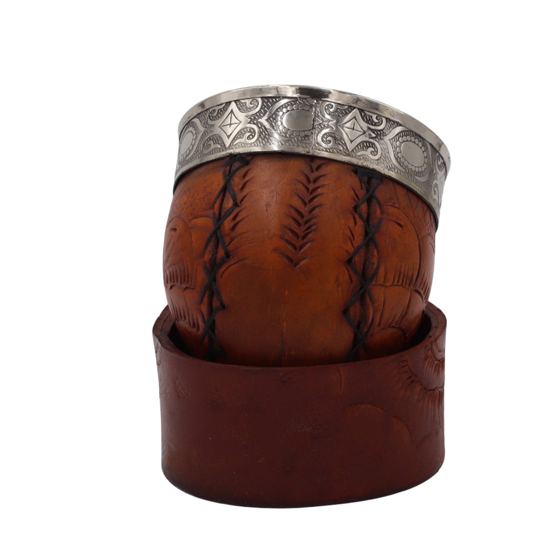 Maté Impérial Premium Marron — Labrado "Écailles & Plumes" (270–280 ml) - El Gaucho