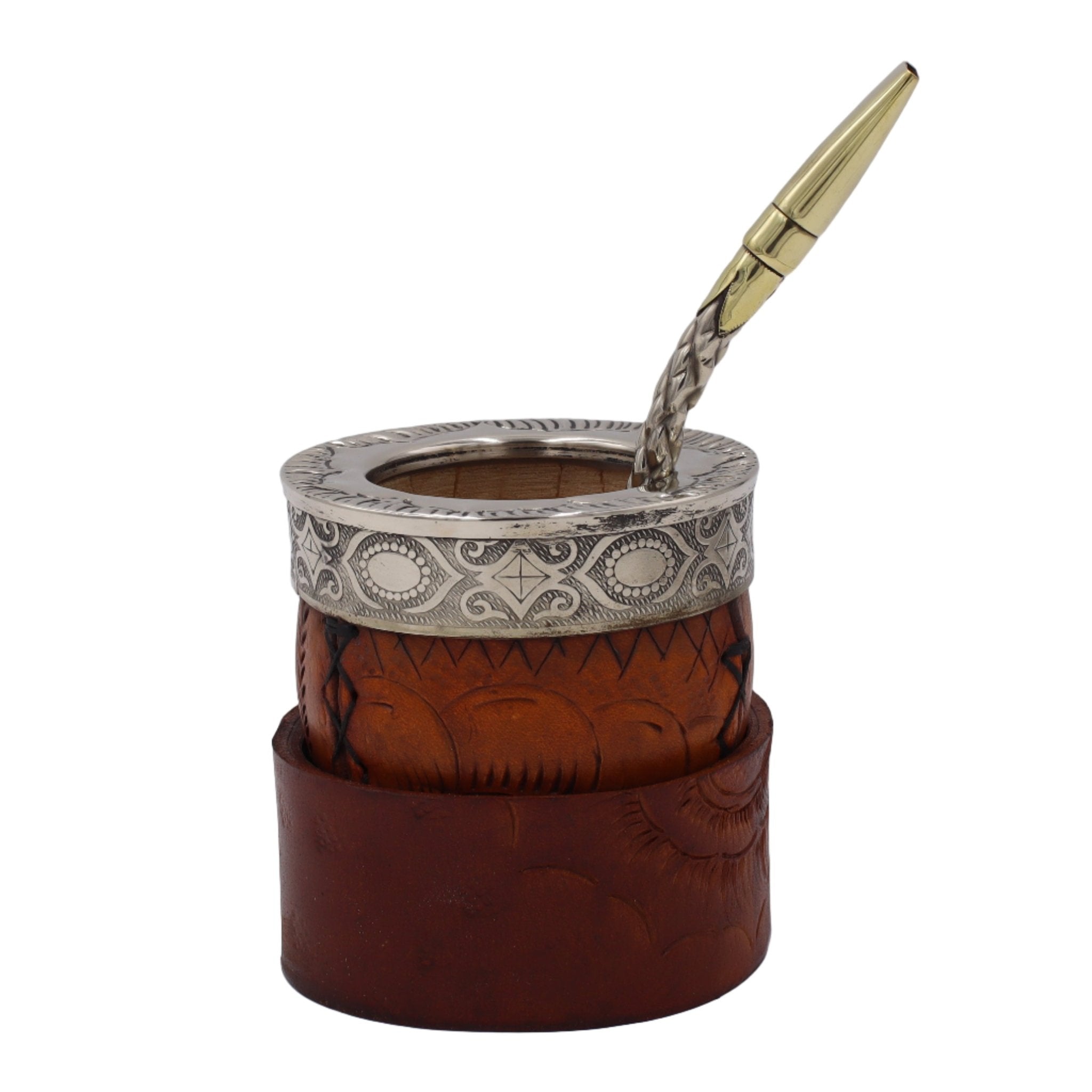 Maté Impérial Premium Marron — Labrado "Écailles & Plumes" (270–280 ml) - El Gaucho