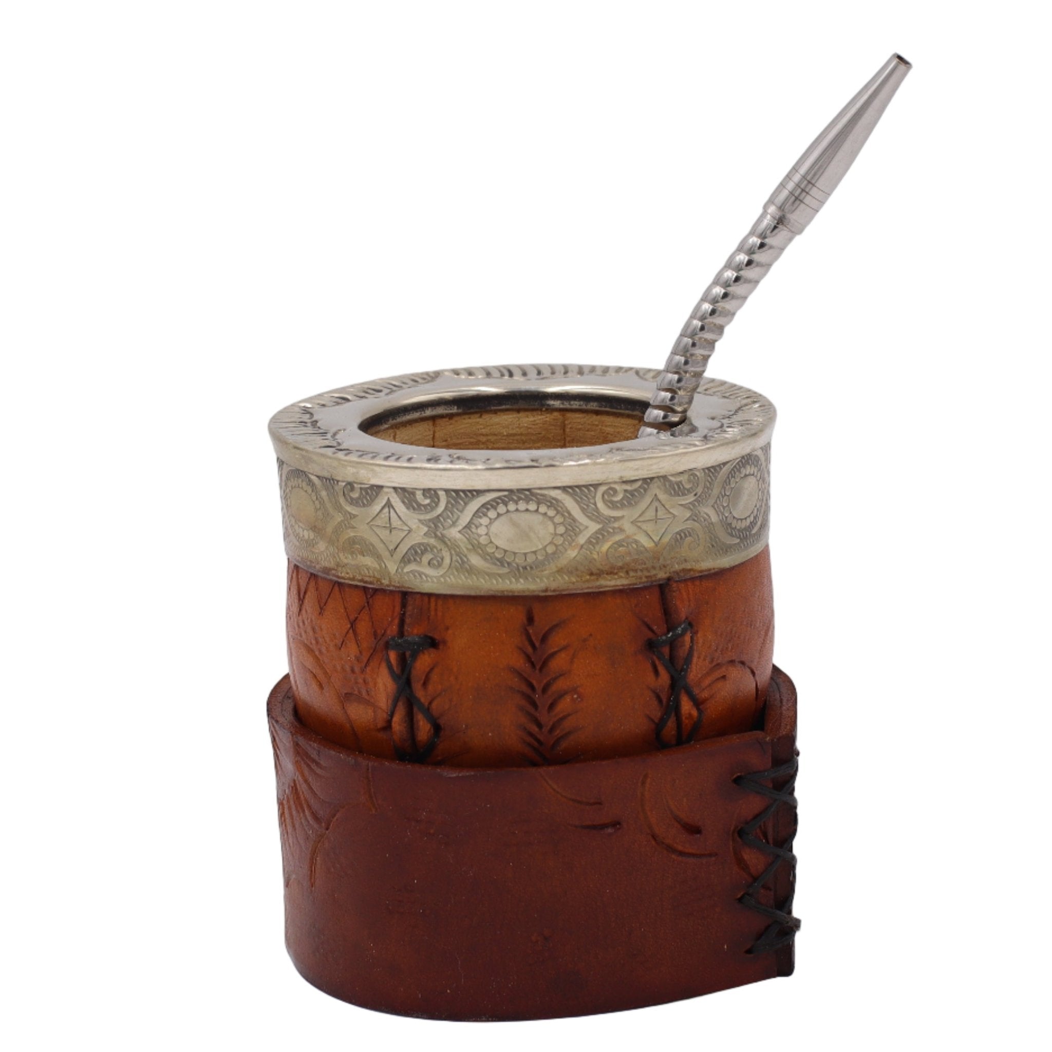 Maté Impérial Premium Marron — Labrado "Écailles & Plumes" (270–280 ml) - El Gaucho