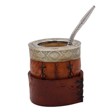 Maté Impérial Premium Marron — Labrado "Écailles & Plumes" (270–280 ml) - El Gaucho