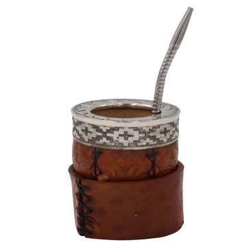 Maté Impérial Premium Marron — Labrado "Feuillage & Nature" (270–280 ml) - El Gaucho