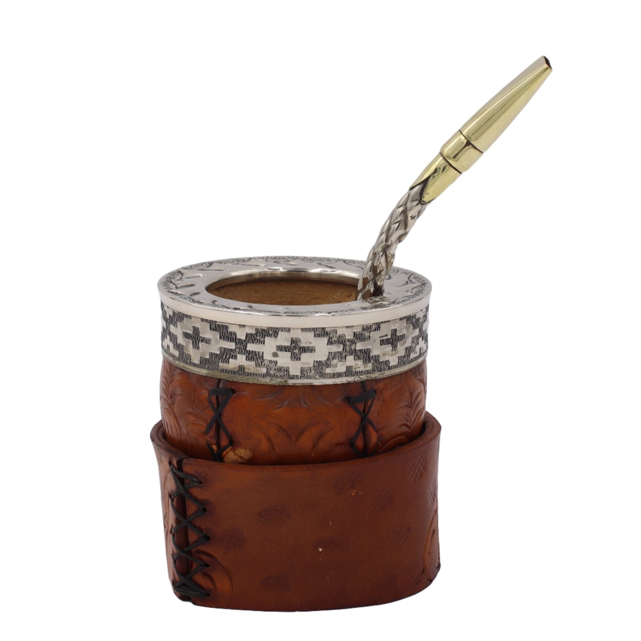 Maté Impérial Premium Marron — Labrado "Feuillage & Nature" (270–280 ml) - El Gaucho