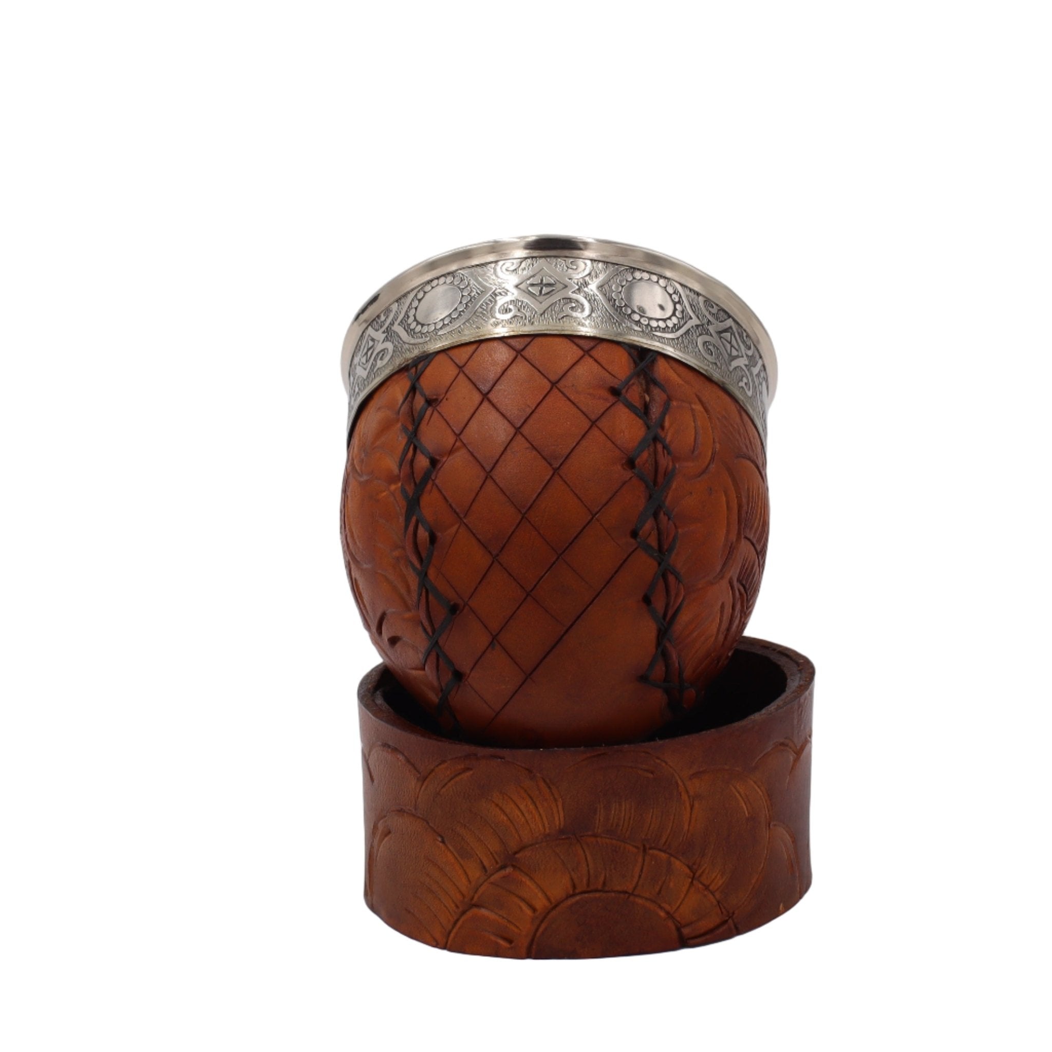 Maté Impérial Premium Marron — Labrado "Fleurs & Feuilles" (270–280 ml) - El Gaucho