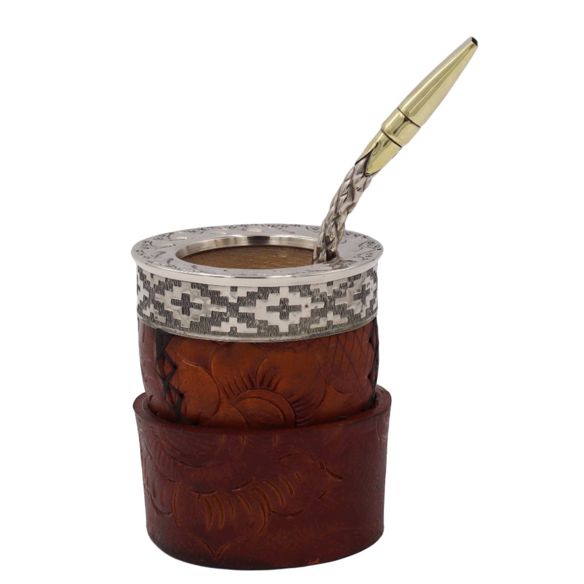 Maté Impérial Premium Marron — Labrado main, virole alpaca (270–280 ml) - El Gaucho